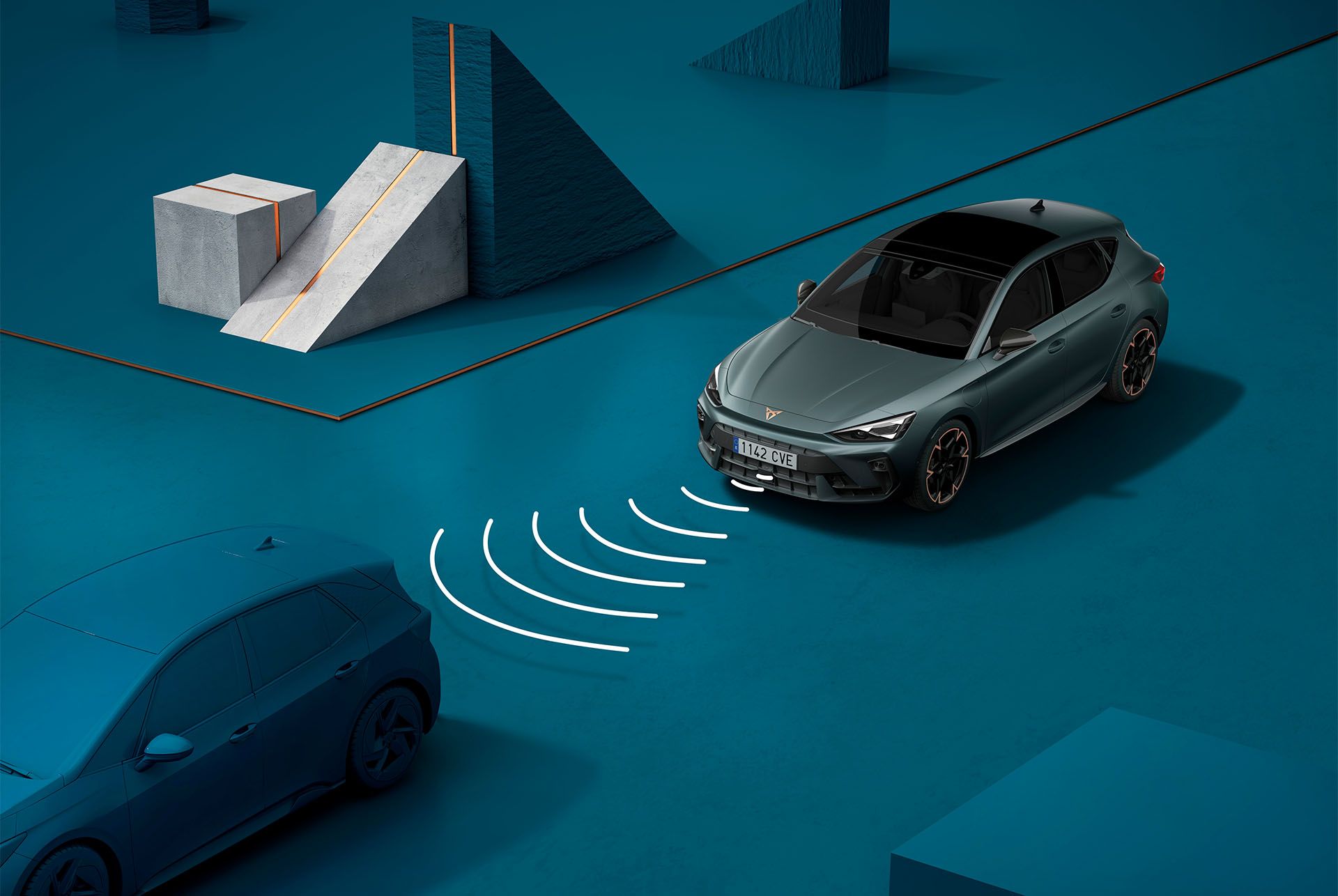 Hoe de nieuwe Cupra Leon 2024 en het Adaptive Cruise Control-systeem (ACC) te gebruiken, visuele demo van ACC.